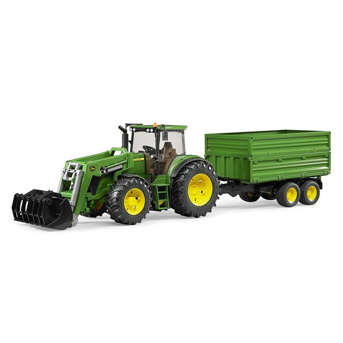 Bruder John Deere with Front Loader and Tandem Axle Tipping Trailer (03055)