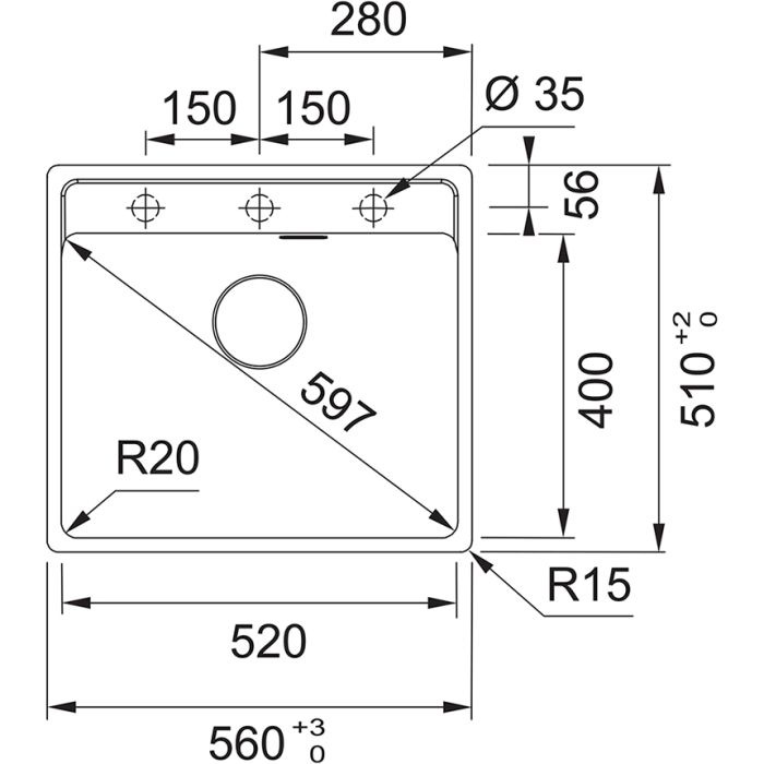 Franke MRG 610-52 A Manuālais 3½” Ventilis Kašmirs (114.0658.302)