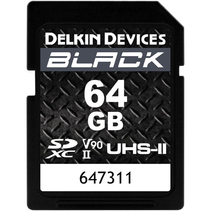 Delkin Devices SDXC 64GB BLACK UHS-II V90 U3 Read 300 MB/s, Write 250 MB/s (DSDBV9064)