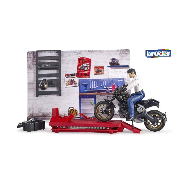 Bruder Bworld Motorcycle Workshop Multi-Coloured (62101)