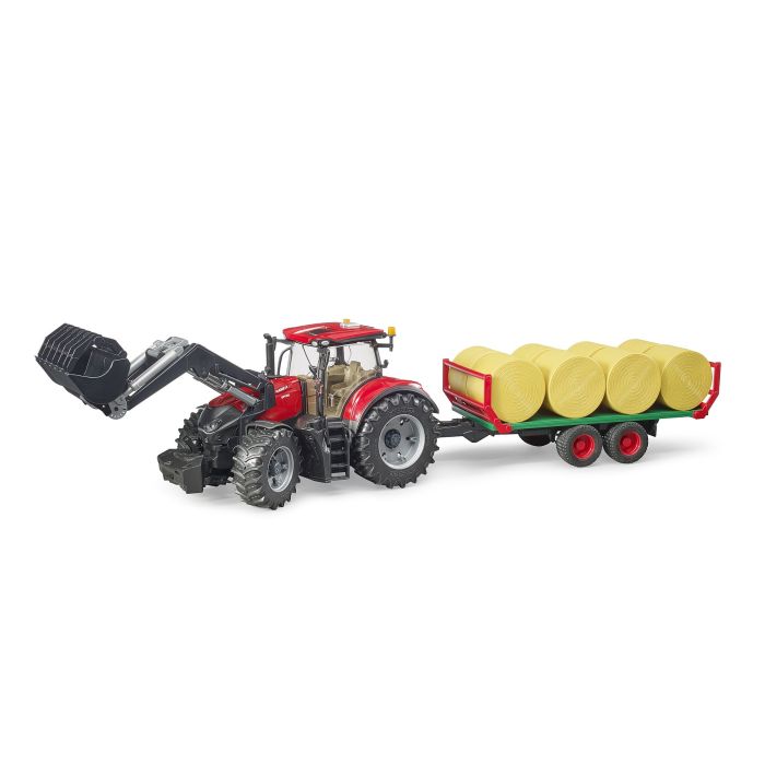 Bruder Case IH Optum 300CVX + bale transport trailer (03198)