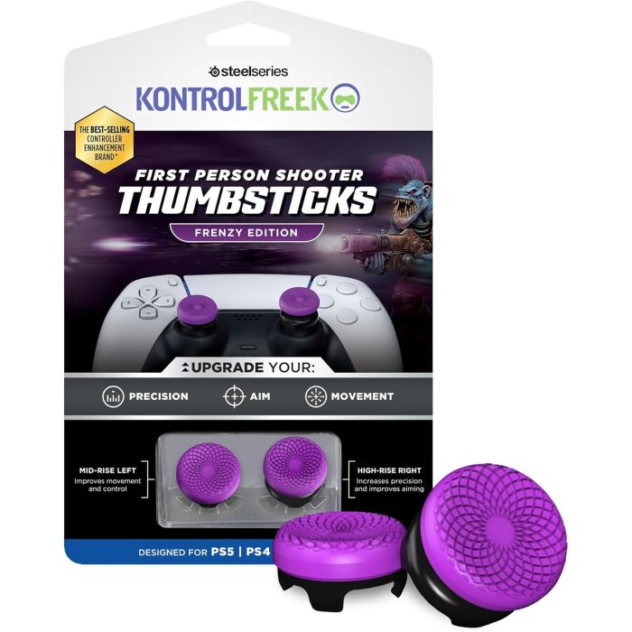 KontrolFreek - FPS Freek Frenzy Purple/Black Thumbsticks | PS4/PS5 | 1 High-Rise, 1 Mid-Rise