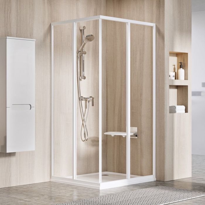 Ravak Shower Corner SRV2-100 195 S White + Glass Transparent (14VA01O2Z1)