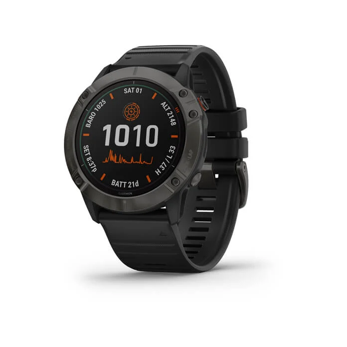 Garmin fenix 6X Pro Solar Edition - titanium carbon grey DLC with black band (010-02157-21)
