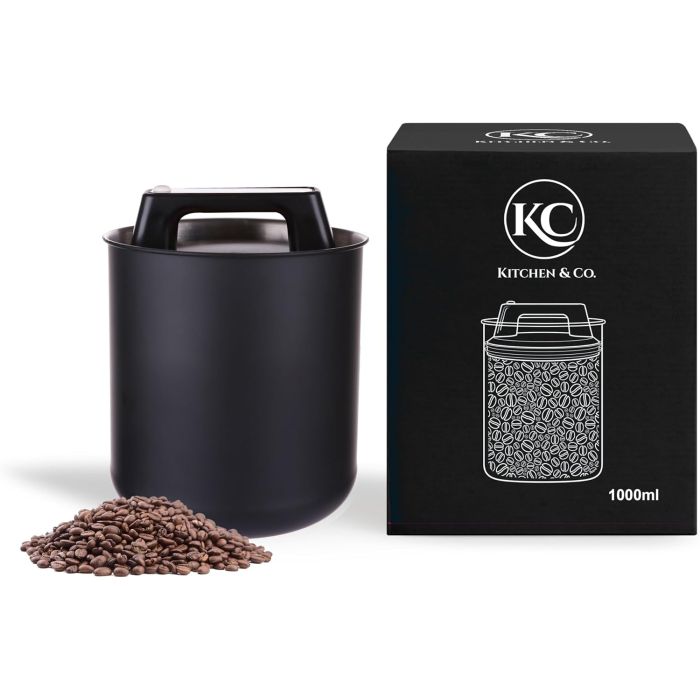 Kitchen & Co. Airtight Coffee Canister for 250g Coffee Beans with Vacuum Lid Matte Black (KA-3) Kitchen & Co. Airtight Coffee Canister for 250g Coffee Beans with Vacuum Lid Matte Black (KA-3)