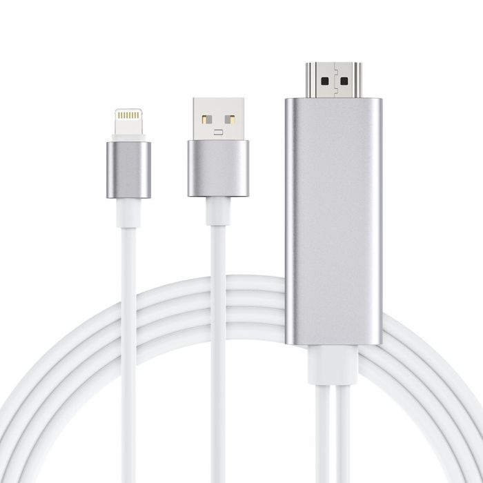 Ugreen Choetech LH0020 HDMI Plug Video Cable to Lightning + USB Power for connect Apple Devices to TV 1.8m White