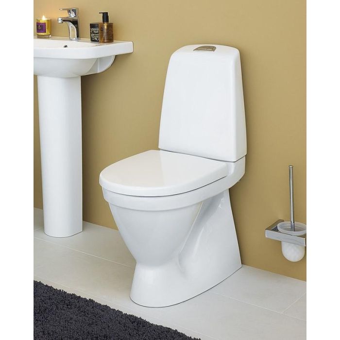 Gustavsberg Toilet Nautic 1546 - S-trap, High model, Hygienic Flush, Double flush 4/2L, Standard Seat (GB111546201215)