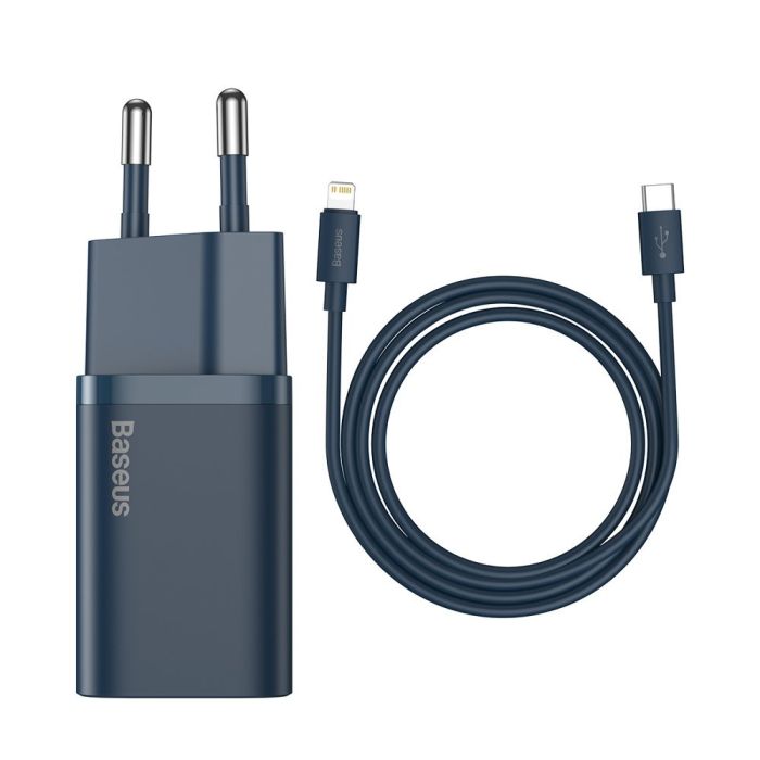 Baseus Super Si 1C fast wall charger USB Type C 20 W Power Delivery + USB Type C - Lightning cable 1m blue (TZCCSUP-B03)