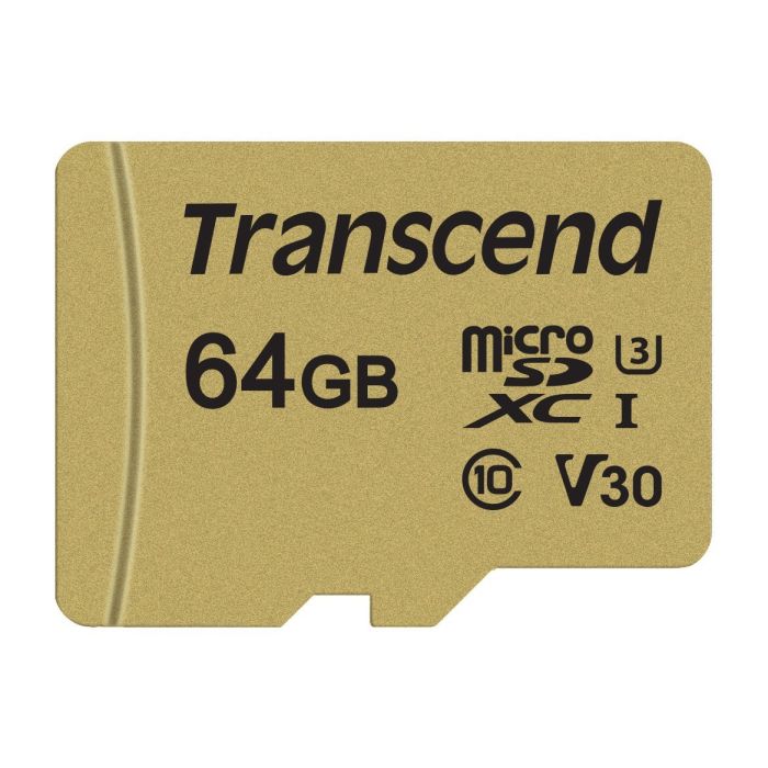 Transcend microSDXC 64GB 500S 95/60 MB/s UHS-I U3/U1, Class 10, V30 (TS64GUSD500S)