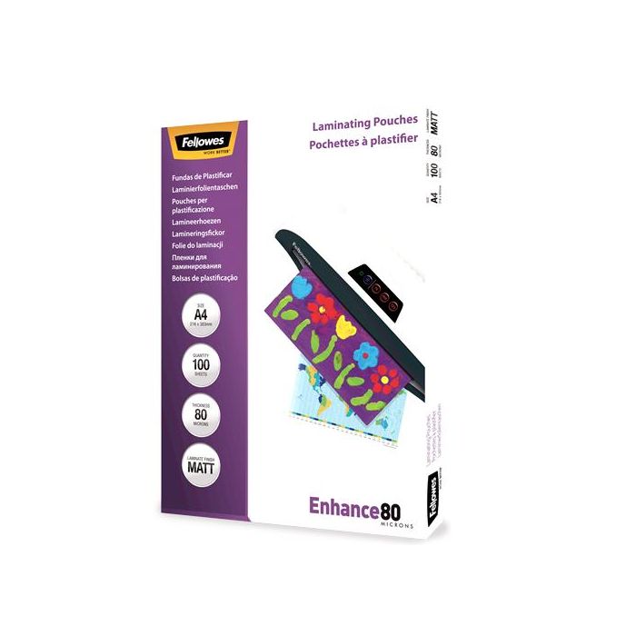 Fellowes Laminator Pouch Matt A4 80 Micron 100pcs (5452103)