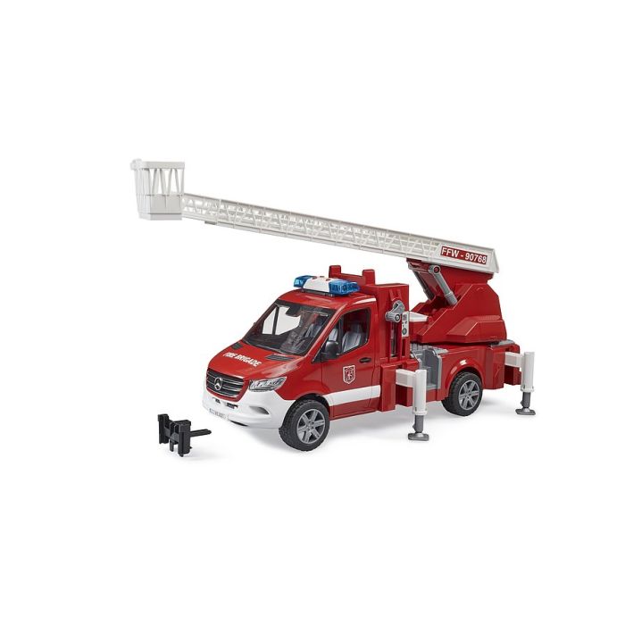 Bruder MB Sprinter fire service with turntable ladder, pump and light & sound module (02673)