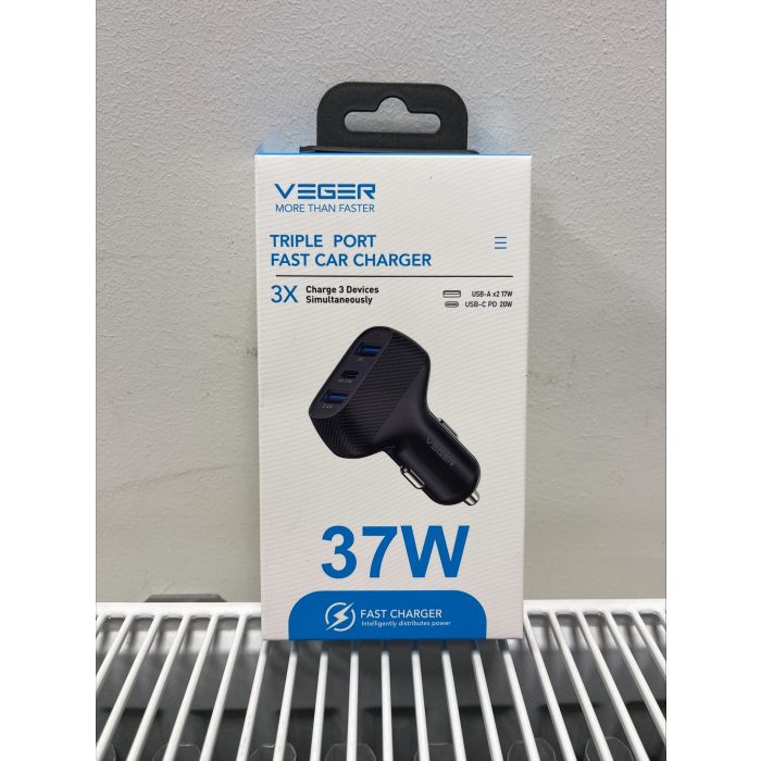 VEGER 37W CC271-2A1C Triple Port Fast Car Charger VEGER 37W CC271-2A1C Triple Port Fast Car Charger