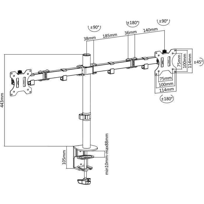 Maclean MC-754 Dual Desk Stand Dual Monitor Arm 360 13-32" Maclean MC-754 Dual Desk Stand Dual Monitor Arm 360 13-32"