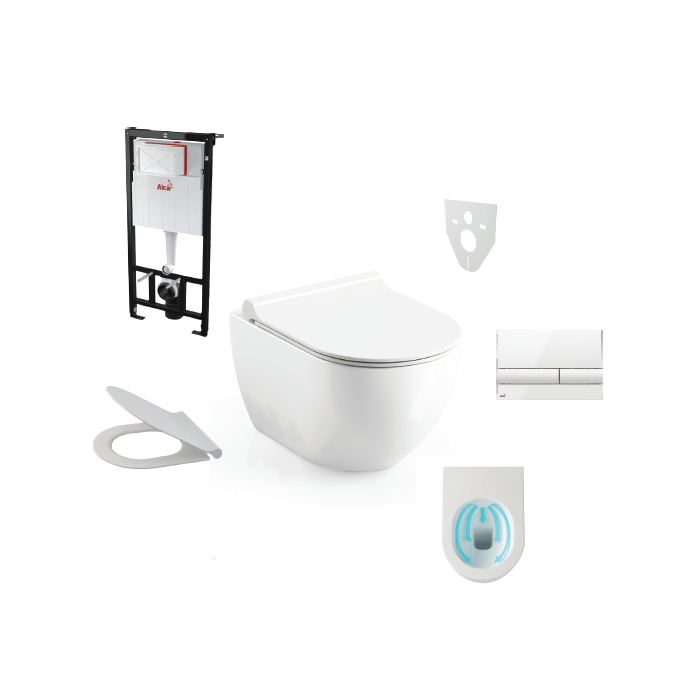 Ravak Uni Chrome WC Poda + Alcaplast Rāmja A101 Komplekts (KOMP-ALCA6)