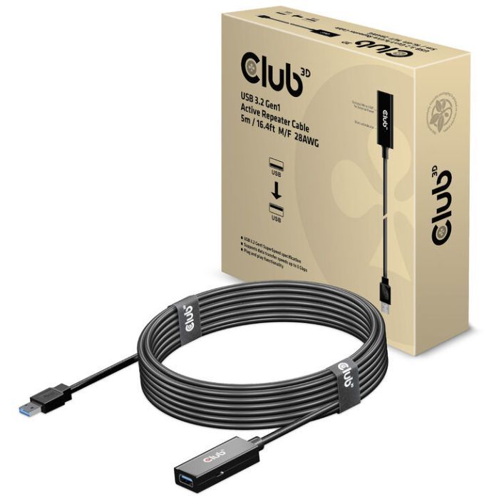Club 3D USB-A 3.2 Gen.1 Extension, USB-A to USB-A, black - 5m (CAC-1404) Club 3D USB-A 3.2 Gen.1 Extension, USB-A to USB-A, black - 5m (CAC-1404)