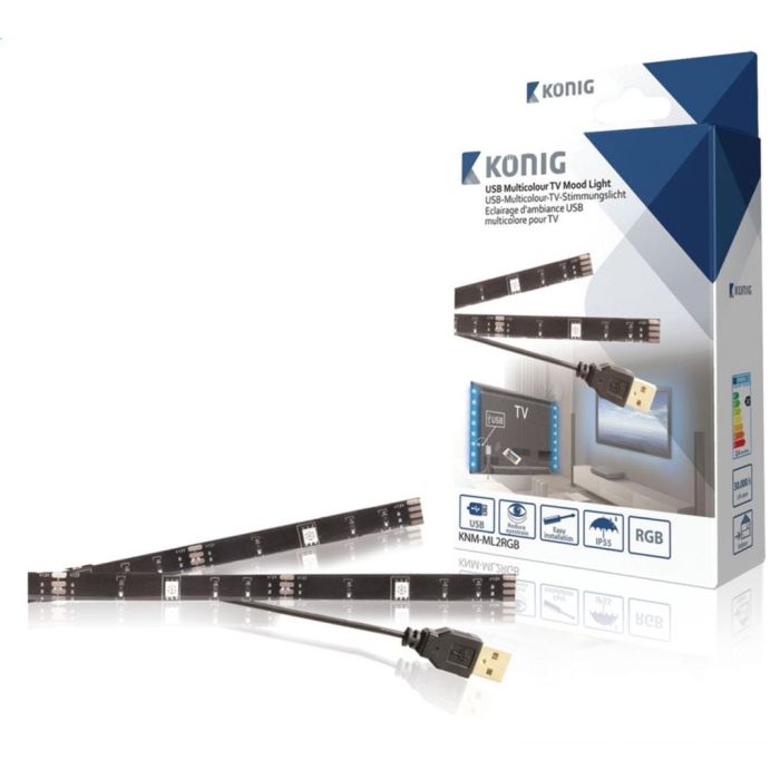 Koenig USB TV Mood Light with 2 RGB LED Strips 50cm with Remote (KNM-ML2RGB)