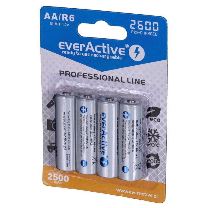 EverActive Ni-MH R6 AA 2600mAh Professional Line Rechargeable Batteries