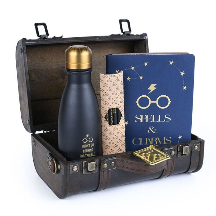 Harry Potter Trouble Finds Me Bottle, Notebook, Pencils And Key Ring Gift Set