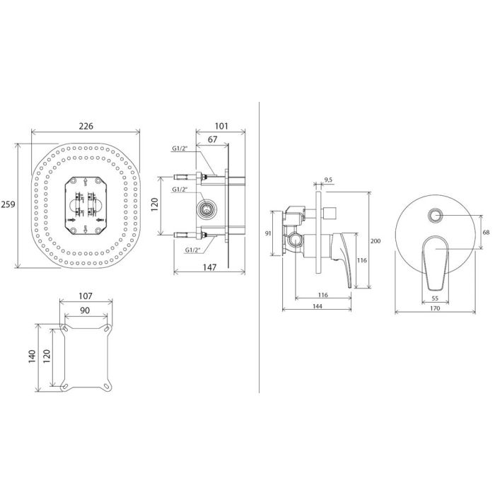 Ravak NO 065.00 Built-In Mixer With Diverter For R-Box (X070045)