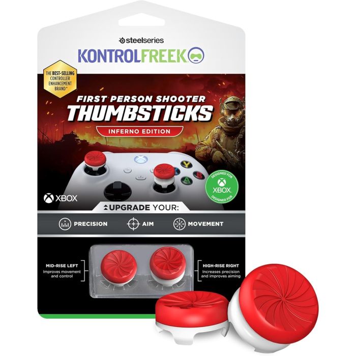 KontrolFreek - FPS Freek Inferno Red - White Thumbsticks | Xbox X, One | High-Rise + Mid-Rise