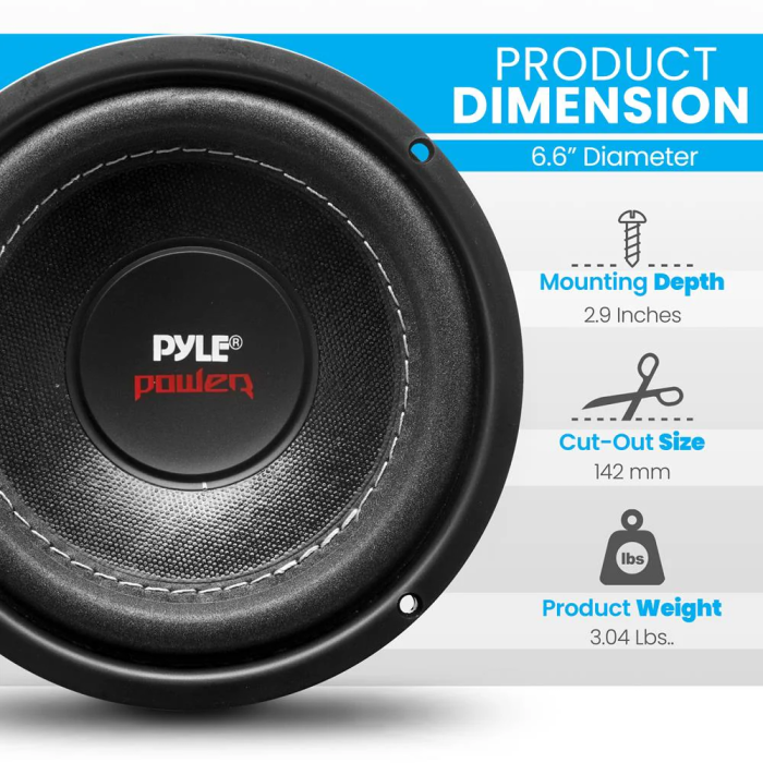 Pyle Power PLPW6D 6.5inch DVC 4+4Ohm Subwoofer