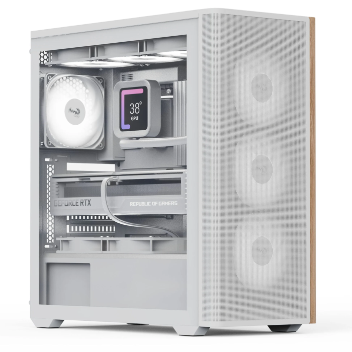 AeroCool D501A PC Case, Mid Tower, ATX, Tempered Glass - White (ACCM-DS01043.21)