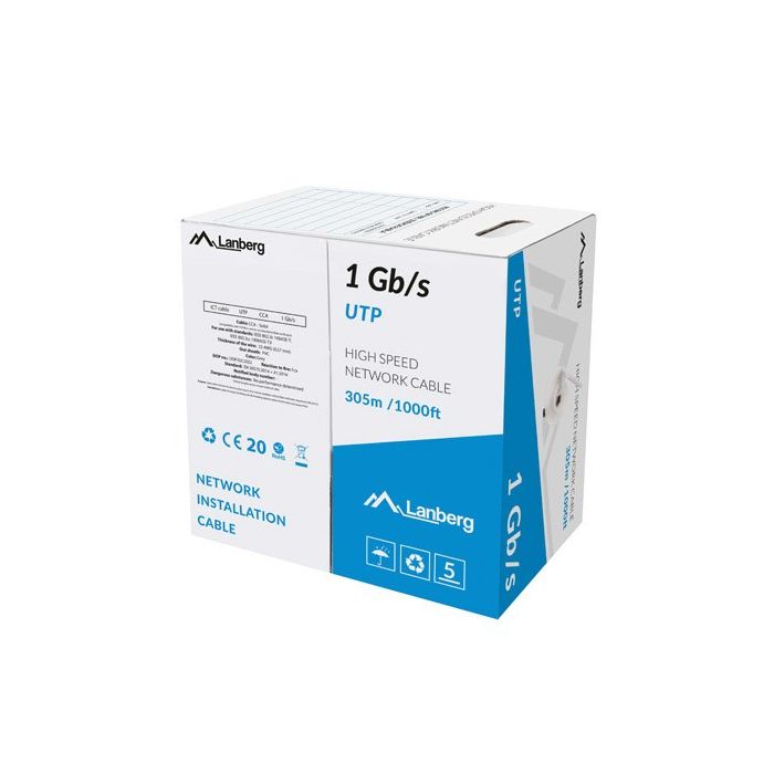 Lanberg Networking Cable 305m Cat6 U/UTP (UTP) Grey (LCU6-10CC-0305-S) Lanberg Networking Cable 305m Cat6 U/UTP (UTP) Grey (LCU6-10CC-0305-S)