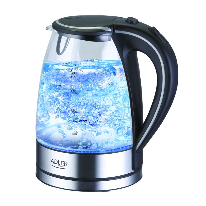 Adler AD 1225 electric kettle 1.7 L Black,Stainless steel,Transparent 2200 W