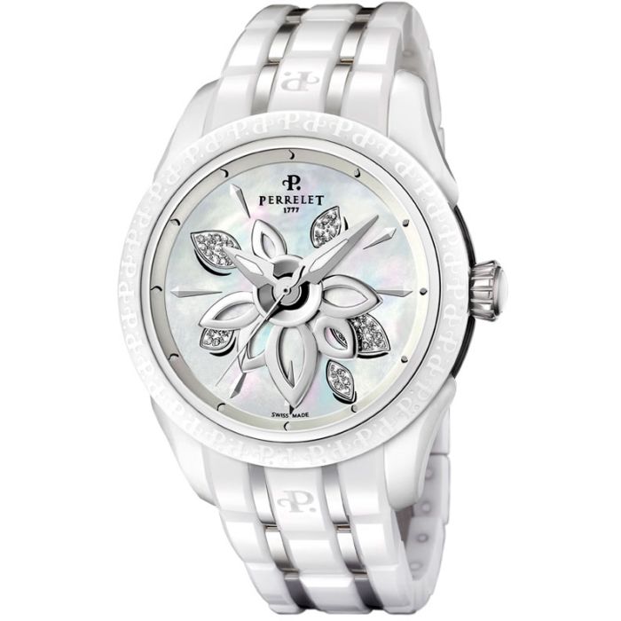 Perrelet Diamond Flower Ceramic Ladies Watch A2039.A
