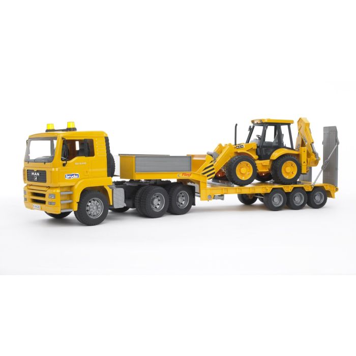 Bruder MAN TGA Low Loader Truck with JCB 4CX Backhoe Loader (02776)