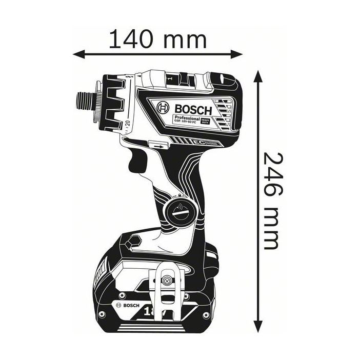 Bosch GSR 18V-60 FC, SOLO, GFA18-M L-Boxx (06019G7102)