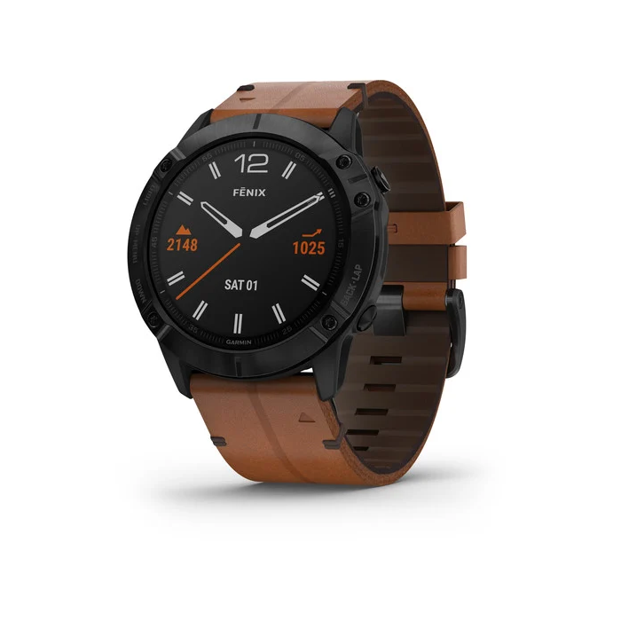 Garmin fenix 6X 51mm Black DLC with chestnut leather band (010-02157-14) Garmin fenix 6X 51mm Black DLC with chestnut leather band (010-02157-14)
