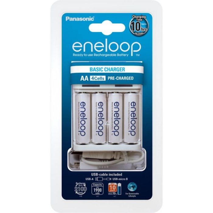 Panasonic Loader BQ-CC61 USB-in + Eneloop R6/AA 1900mAh, 4 Pcs. (K-KJ61MCC40USB)