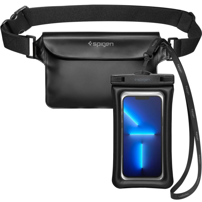 Spigen Aqua Shield WaterProof Floating Case + WaterProof Waist Bag A621 Set, black (AMP04533)