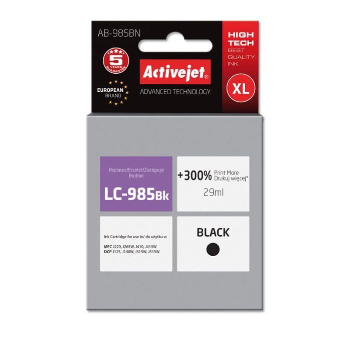 Activejet AB-985BN Brother LC985Bk replacement Supreme 29 ml blac