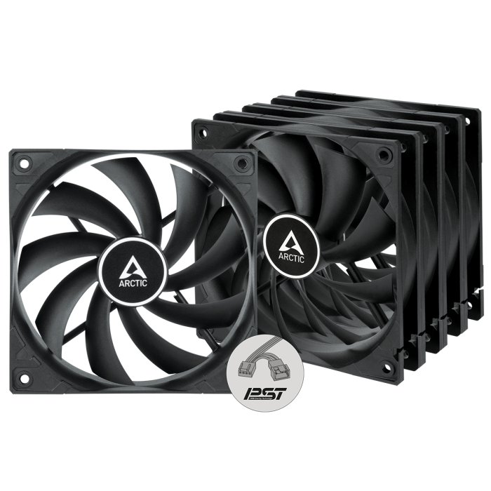 ARCTIC F12 PWM PST Case Fan, 4-pin, 120mm, Black, 5 Pack (ACFAN00250A)