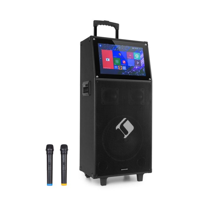Auna KTV Karaoke System 15.4" Touch Screen 2UHF Mic WiFi BT USB SD HDMI Trolley Auna KTV Karaoke System 15.4" Touch Screen 2UHF Mic WiFi BT USB SD HDMI Trolley