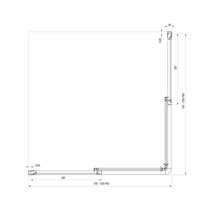 Ravak Shower Corner SRV2-75 S White + Glass Transparent (14V301O2Z1)