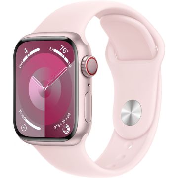 Apple Watch Series 9 GPS + Cellular 41mm Pink Aluminium Case with Light Pink Sport Band (S/ M) MRHY3