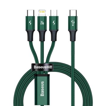 Baseus Rapid Series 3-in-1 cable USB-C For M+L+T 20W 1.5m Green (CAMLT-SC06)