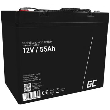 Green Cell AGM VRLA 12V 55Ah maintenance-free battery for mower, scooter, boat, wheelchair (AGM49)