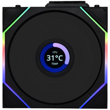 Lian Li UNI FAN TL Wireless LCD Fan, ARGB, PWM - 120 mm, Black (12TLLCD1W1B)