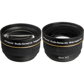 Polaroid Studio Series 37mm 2.2x Telephoto & 0.43x Wide Angle Lens Travel Kit (PLKIT37WT)