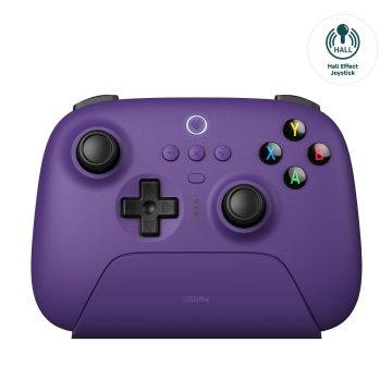 8Bitdo Ultimate 2.4G Wireless Controller, Hall Effect Joystick Update, Gaming Controller with Charging Dock for PC, Android, Steam Deck (Purple)