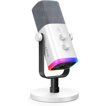 FIFINE AmpliGame AM8W Wired Microphone with RGB Lighting USB/XLR