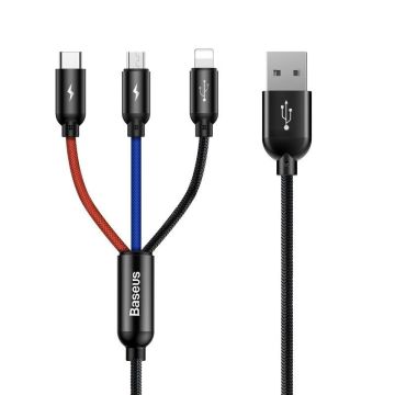 Baseus 3in1 Cable USB-C / Lightning / Micro 3,5A 0,3m Black