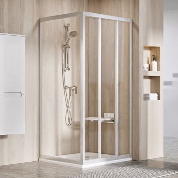 Ravak Shower Fixed Wall APSS-80 198 White + Glass Transparent (940401R2Z1)