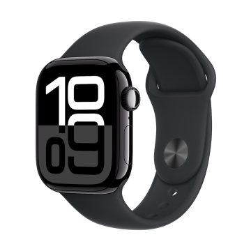Apple Watch Series 10 GPS 46mm Jet Black Aluminium Black Sport Band S/M MWWP3