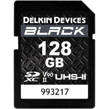 Delkin Devices SDXC 128GB BLACK UHS-II V90 U3 Read 300 MB/s, Write 250 MB/s (DSDBV90128)