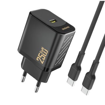 Dudao A27CEU PD 25W GaN SB-C Wall Charger with USB-C Cable Black